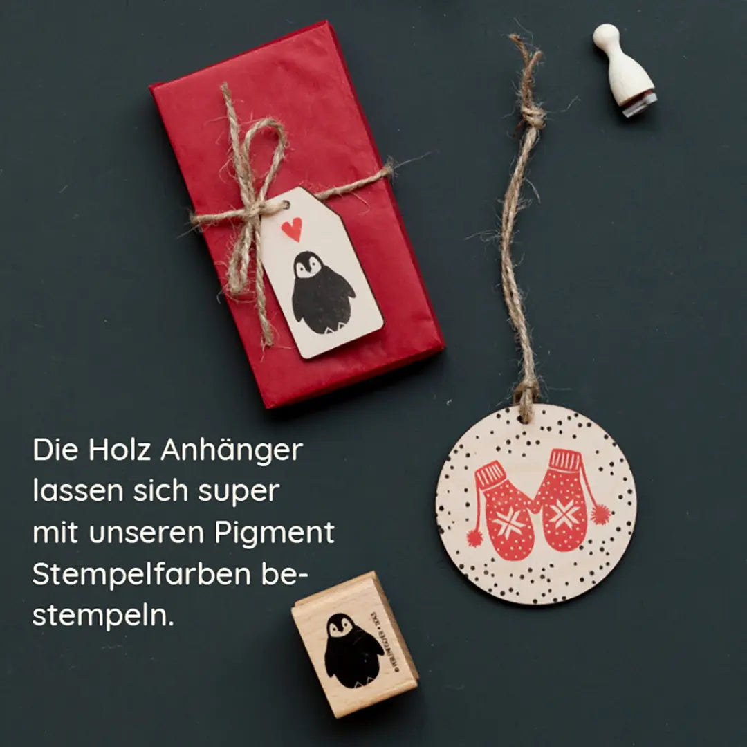 Holzanhänger bestempeln Stempelkissen für Holzangänger Geschenkanhänger aus Holz