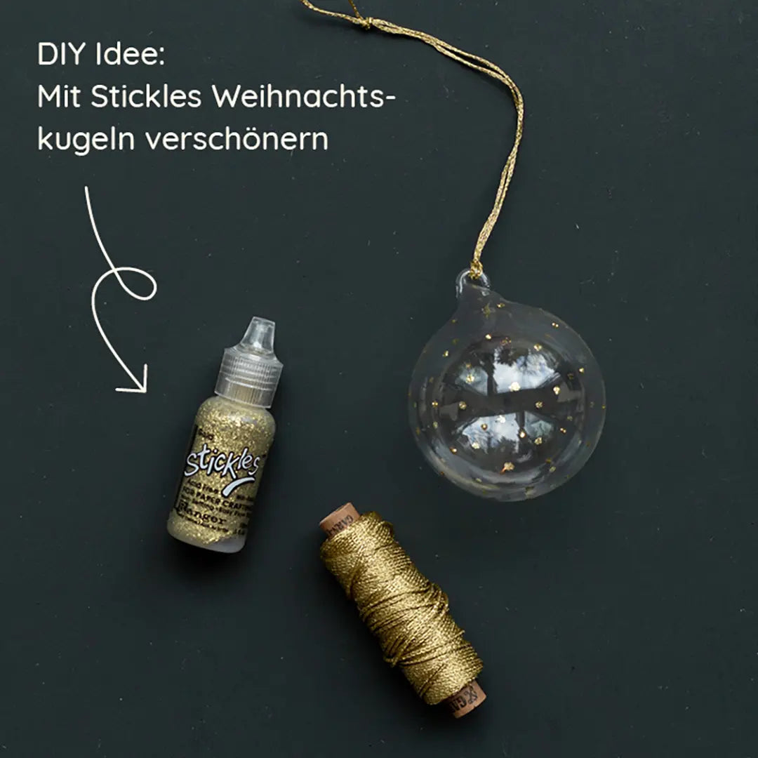 Stempel Kinder Weihnachtsstempel Ideen Weihnachtskugel mit Glitzerkleber verzieren