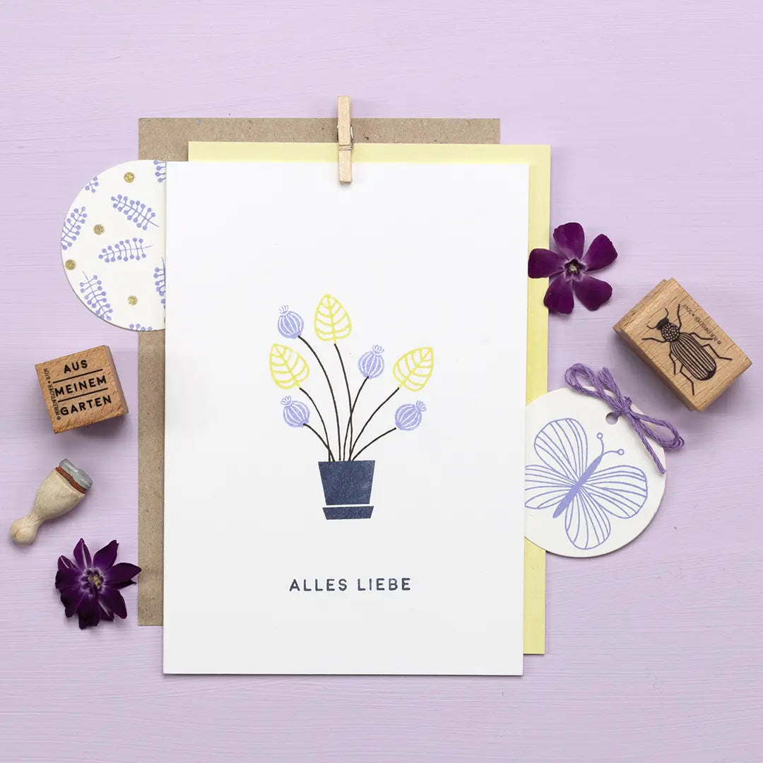 Stempel Geburtstag Stempel Alles Liebe Blumentopf