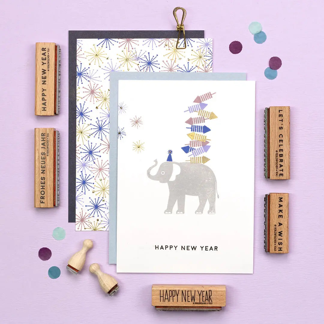 Textstempel zu Silvester Stempel Happy New Year Stempel Frohes Neues Jahr Stempel Make a wish