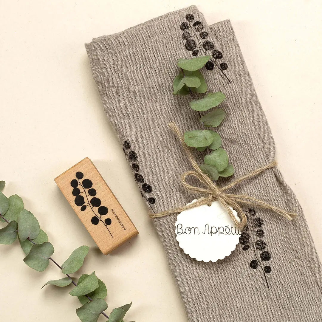 Blätter Stempel Blätterstempel Stoffstempeln Serviette bestempeln Stempel Eukalyptus Pflanzenstempel selbstgemachtes Geschenke DIY