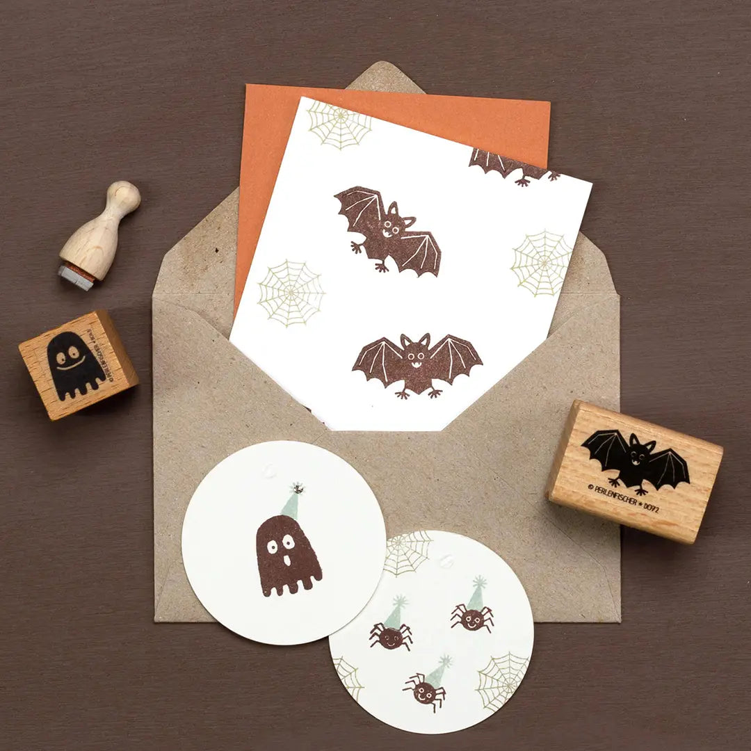 Stempel Kinder Stempel zu Hallowen Einladungskarte Stempel Spinne Stempel Gespenst Stempel Fledermaus Stempel Spinnennetz stempel tiere