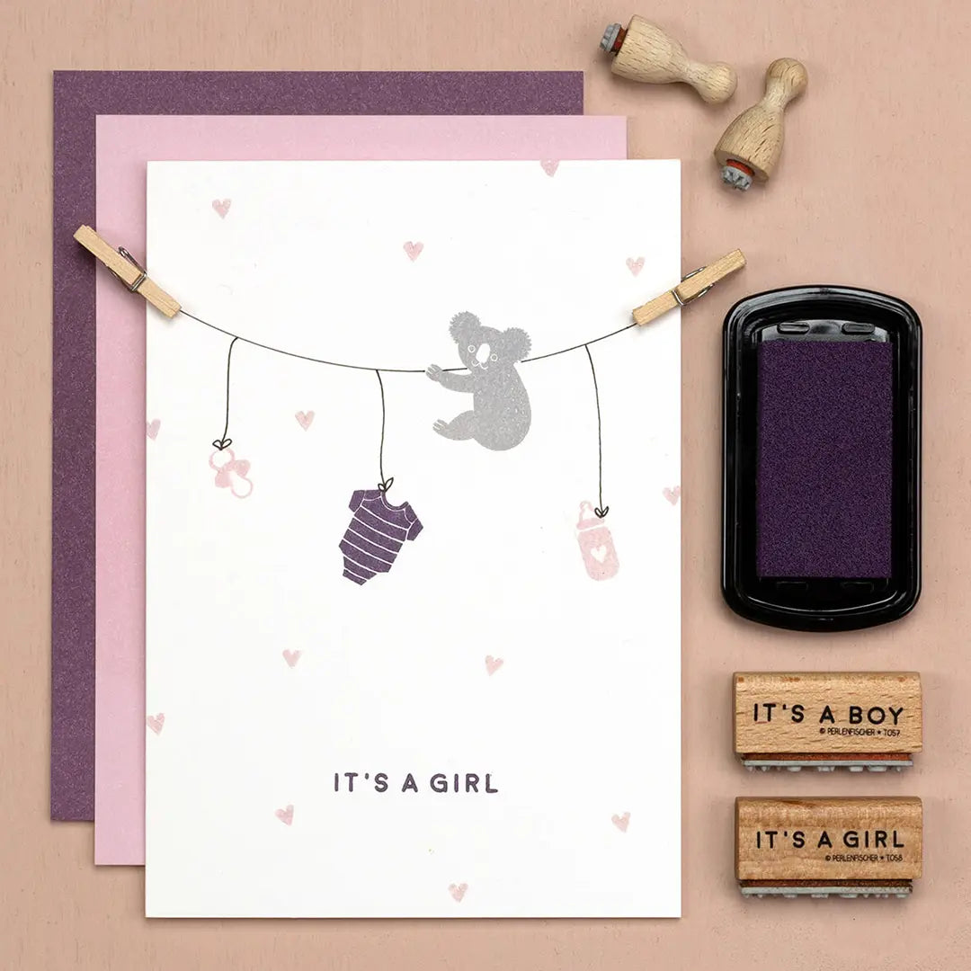 Textstempel Geburt its a girl stempel its a girl