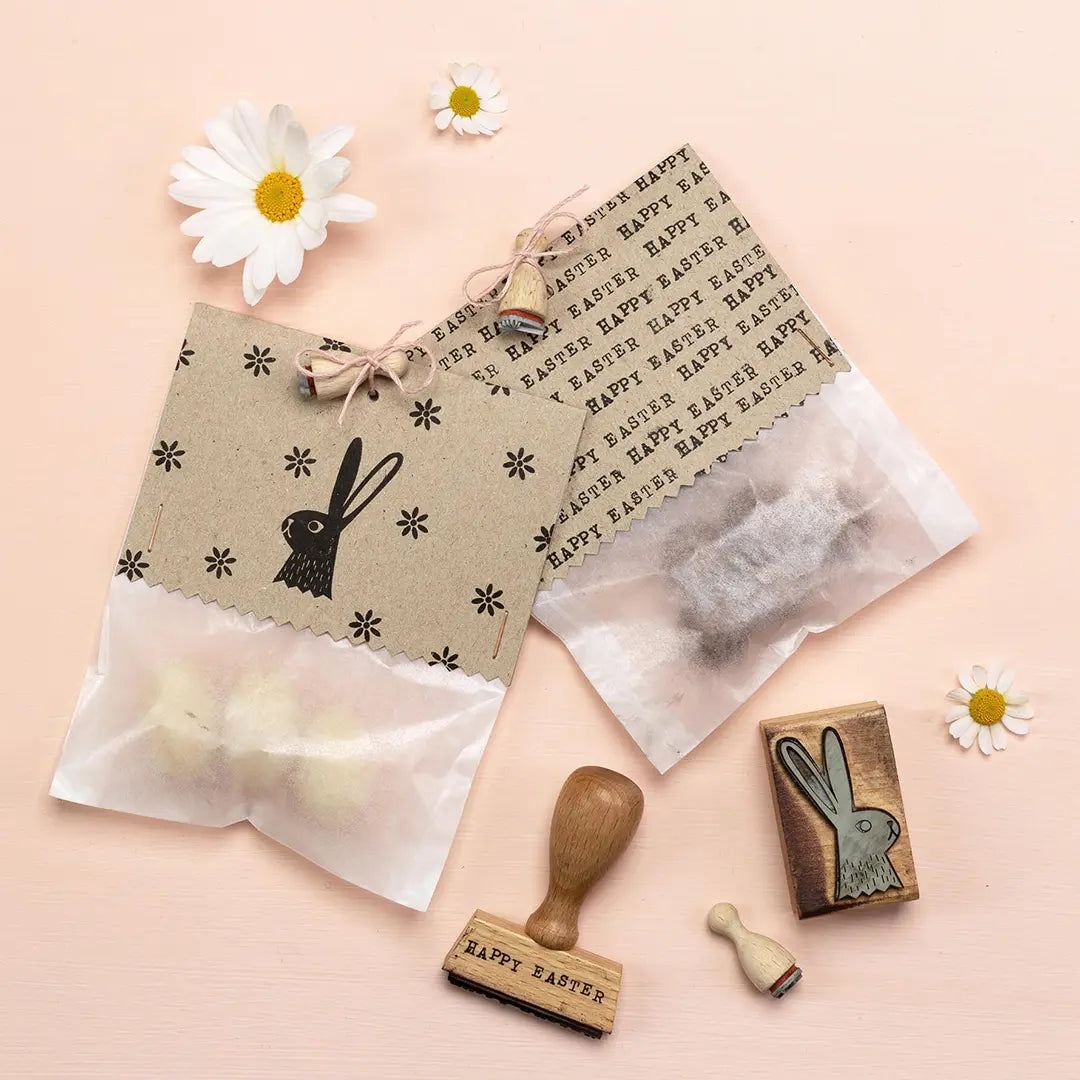 stempel ostern osterstempel stempel hase stempel happy haster ostertütchen basteln stempel blumen