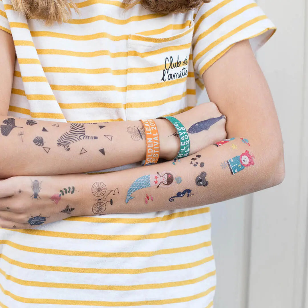 Stempel Kinder Temporäre Tattoos für Kinder mit Stempelmotiven Tattoos mit Tieren Meerjungfrauen Tattoo Zebra Tattoo Seepferdchen Astronauten Tattoos