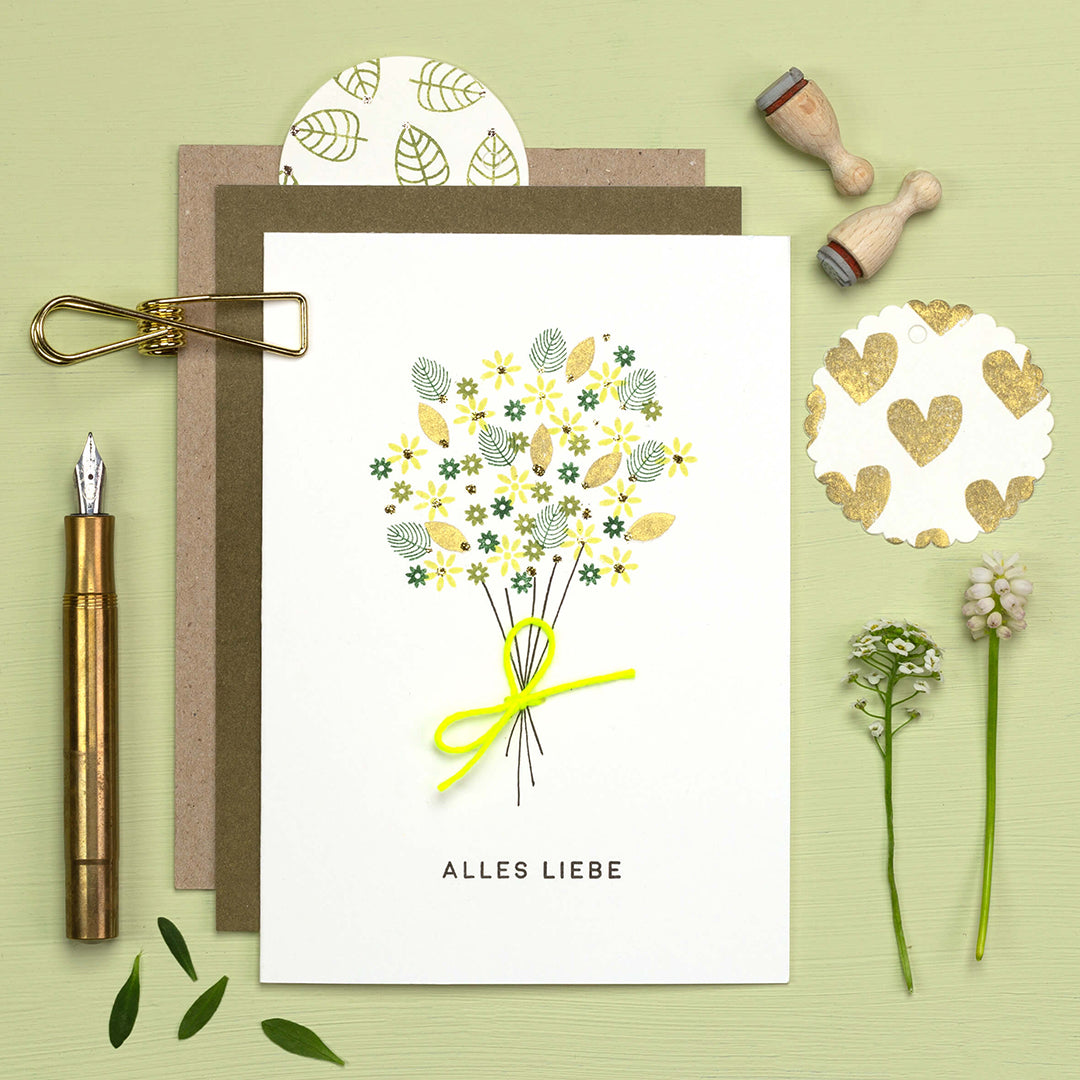 Blumenstempel und Blätter Stempel Blumenstrauss Stempel Blütenstempel Pflanzenstempel Blatt Stempel Stempel Alles Liebe