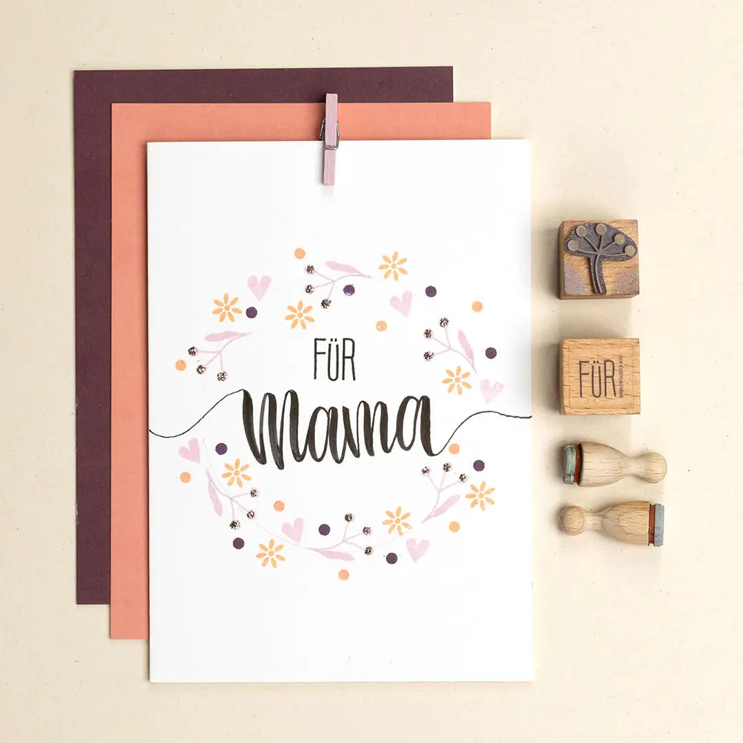 Blumenstempel und Blätter Stempel Blütenstempel Herzliche Karten zum Muttertag stempeln Blumenkranz stempeln Blümchen Stempel Knospen Stempel