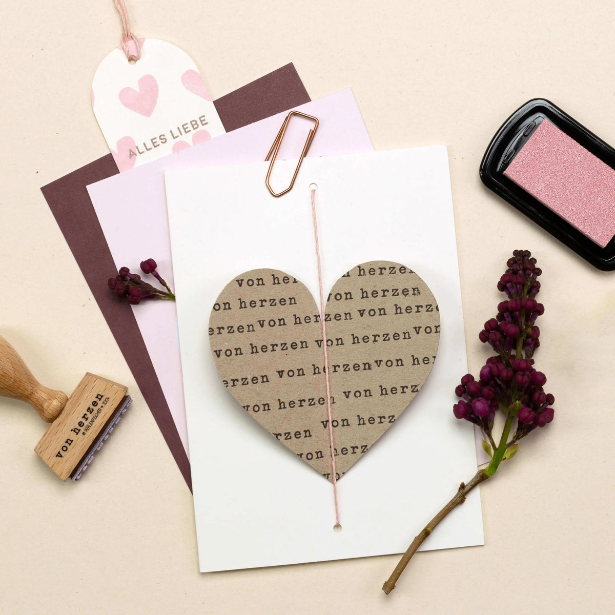 Textstempel für herzliche und liebevolle Grußkarten Stempel von Herzen