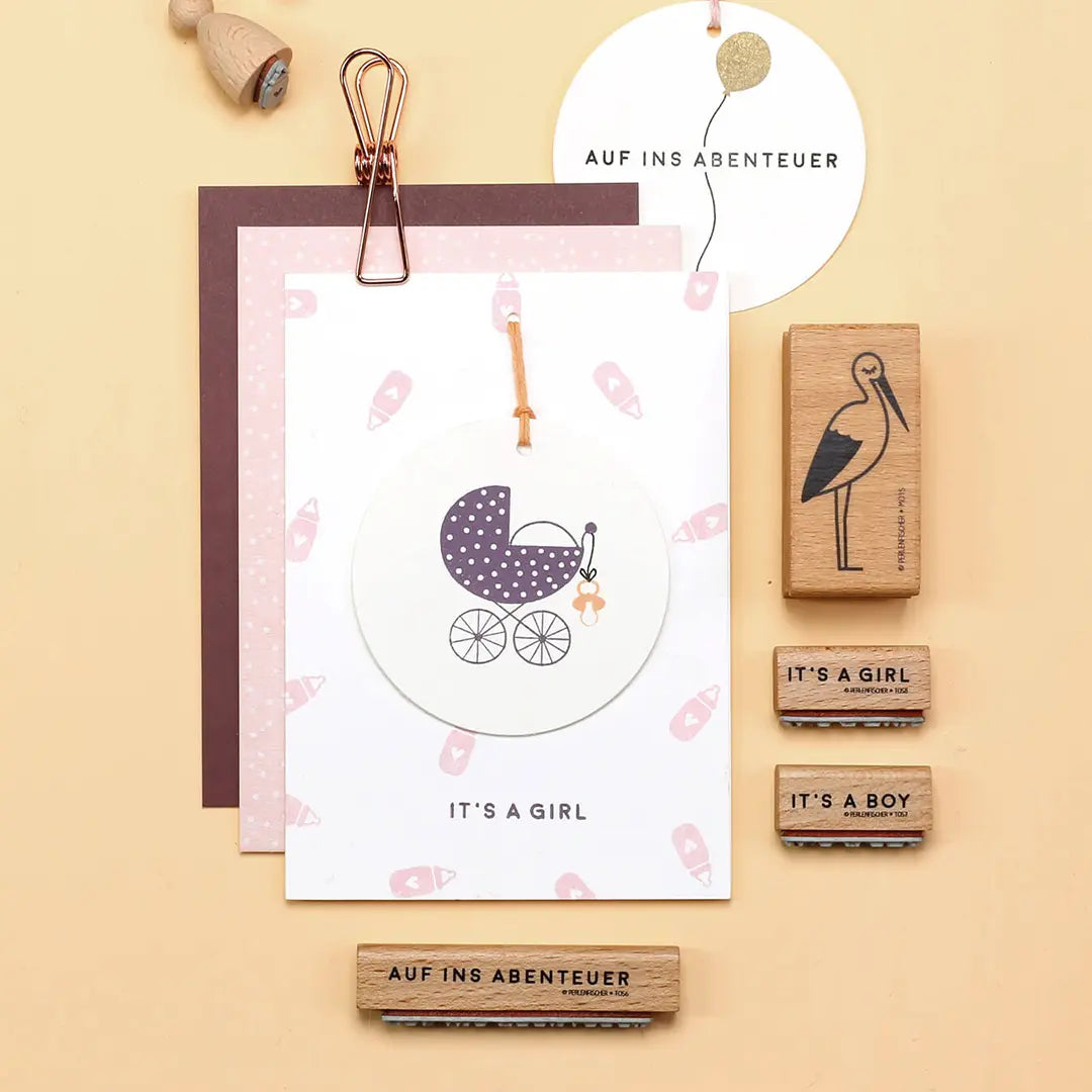 Stempel Kinder Stempel zur Geburt Stempel Kinderwagen Stempel Its a girl Stempel Schnuller Stempel Baby Trinkflasche Stempel Luftballon Stempel Stroch Stempel Auf ins Abenteuer