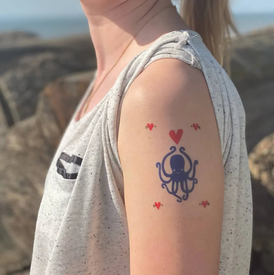 Temporäre Tattoos Faketattoos Klebetattoos für die Haut Oktopus Tattoo Herz Tattoo
