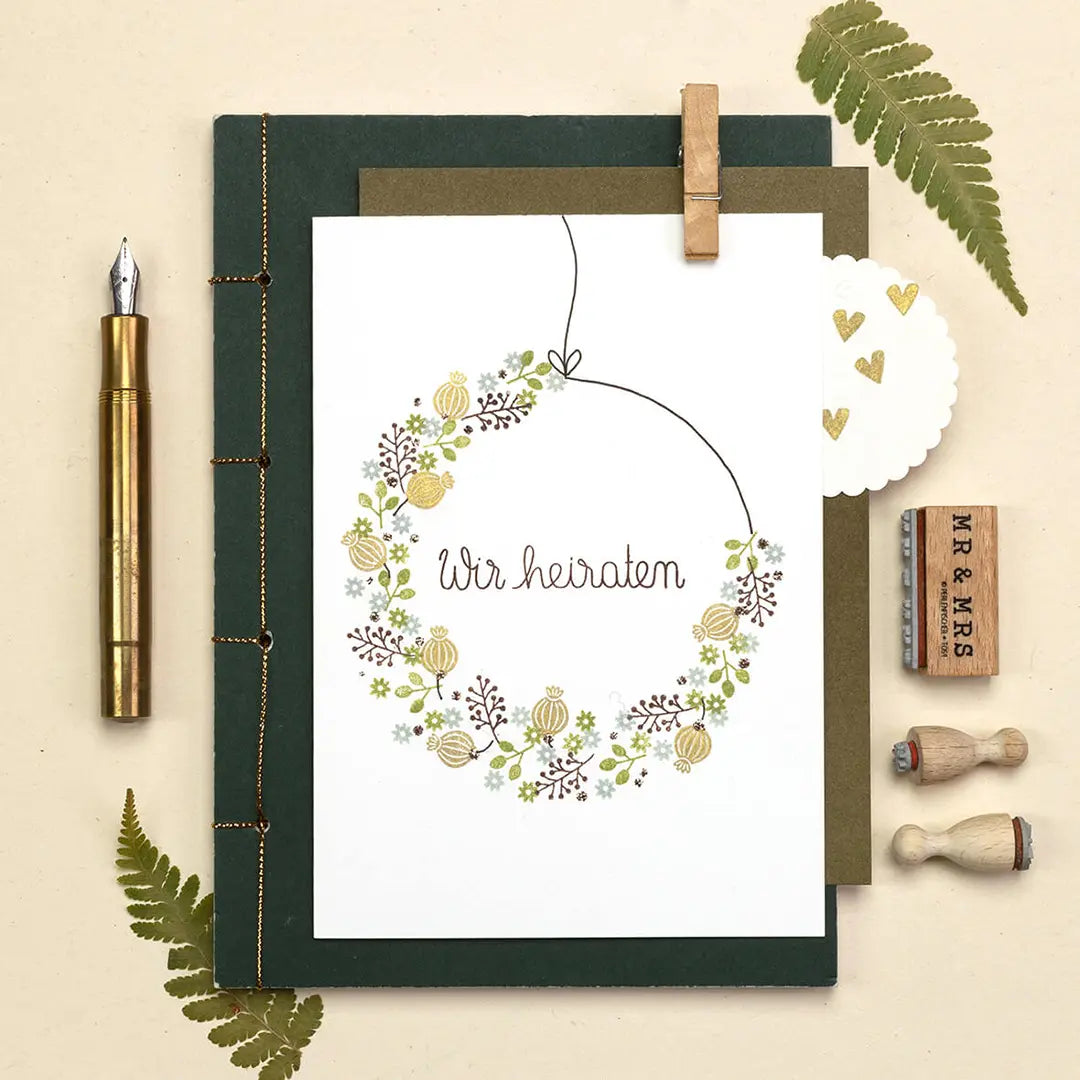Stempel Hochzeit Stempel wir heiraten Hochzeitskarten Herzen kranz stempel