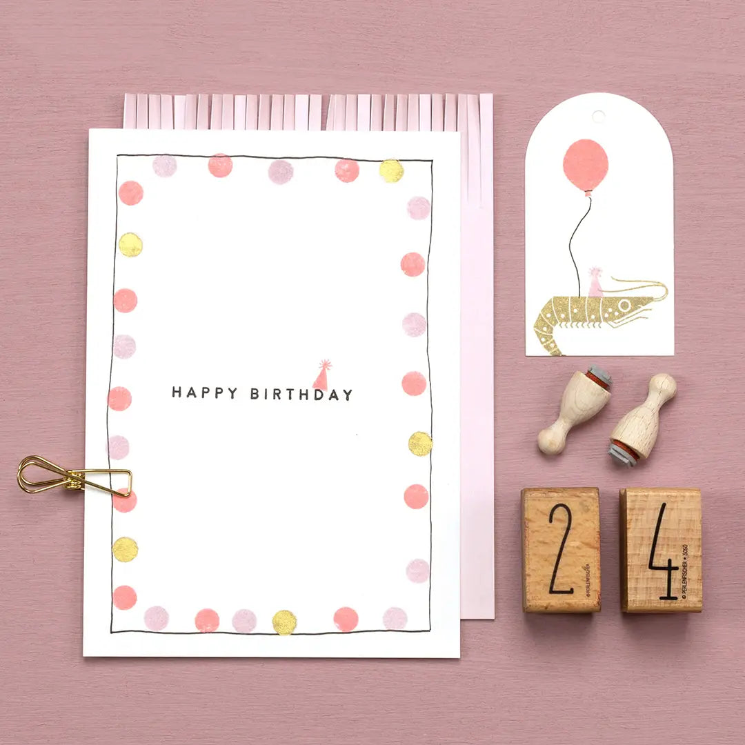 stempel gebrutstag besondere geburtstagskarten stempel dots stempel happy birthday stempel luftballon stempel zahlen
