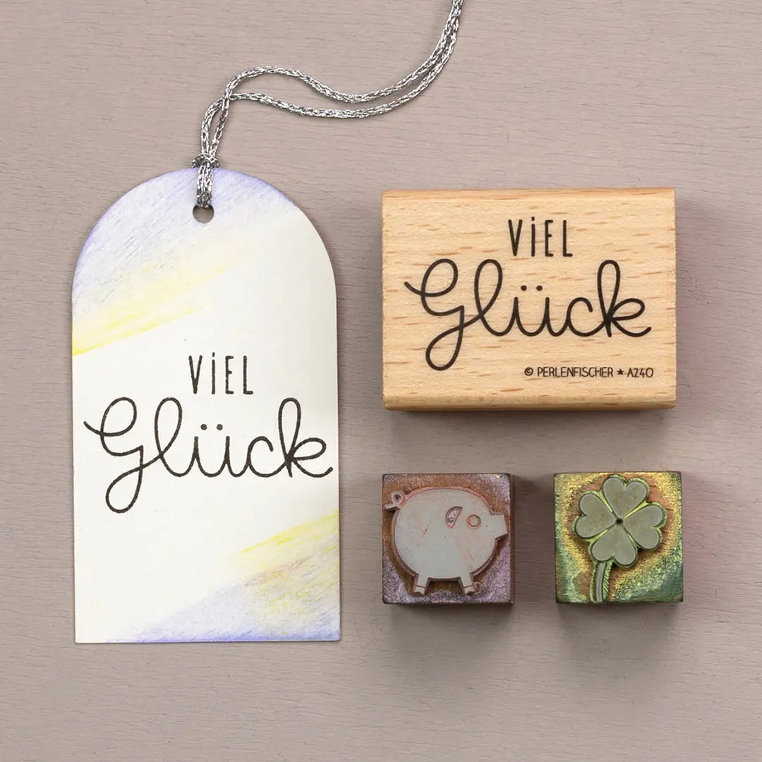 papieranhänger stempel viel glück geschenkanhänger bestempeln