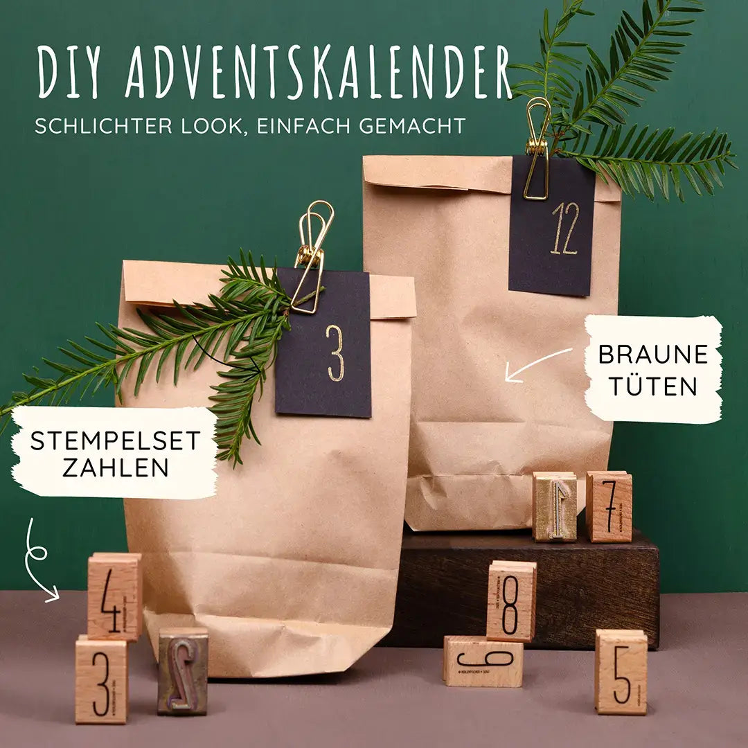 Stempel Weihnachten Adventskalender basteln Stempel zahlen Stempelset Weihnachten