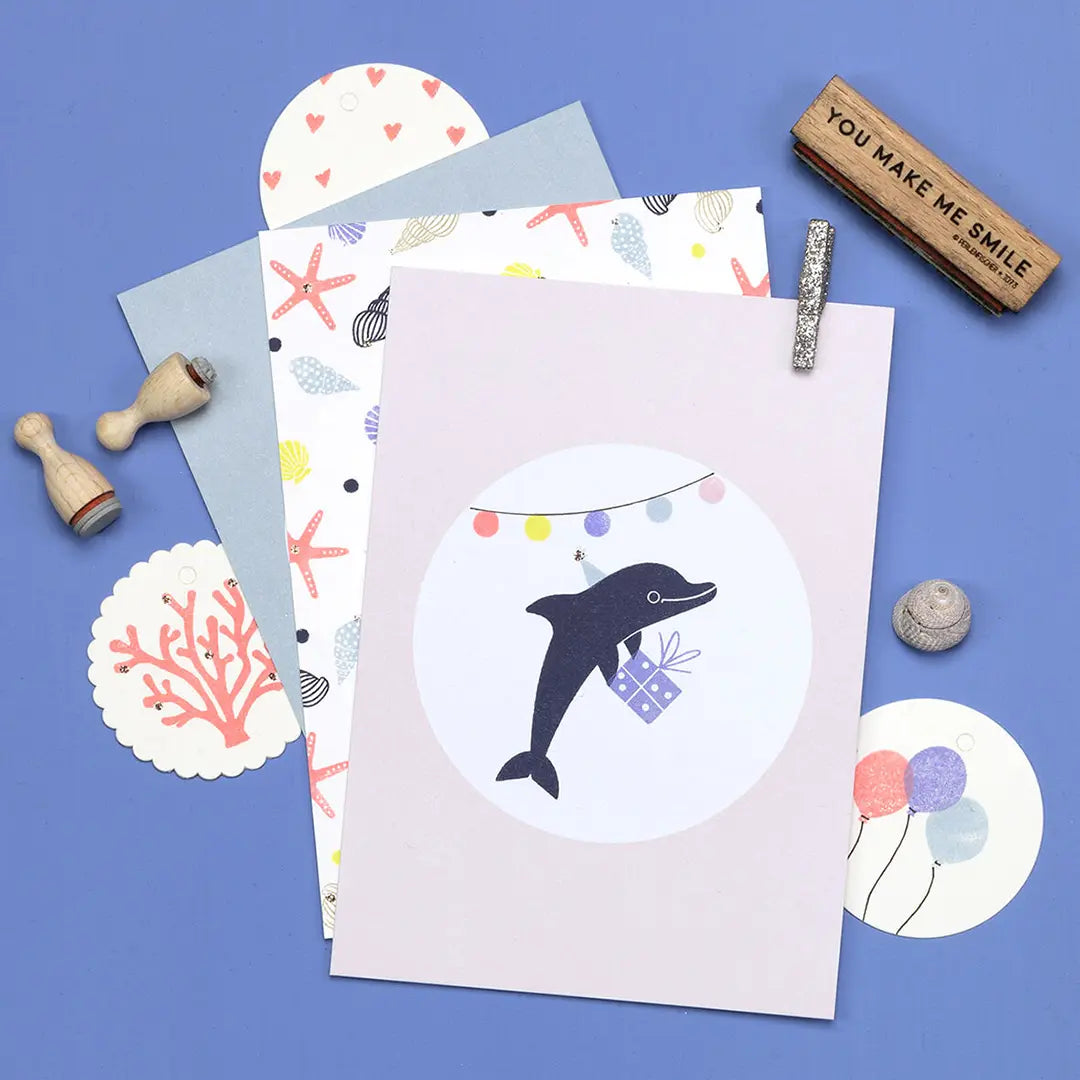 mini stempel kinder bunte karten stempeln Kinderkarten mit kleinen stempeln