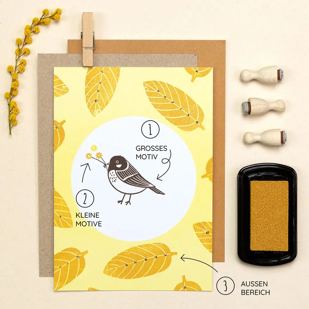 Stempel Herbst & Wald Stempel Waldtiere Stempel Vogel Stempel Kohlmeise Stempel Blätter Stempel