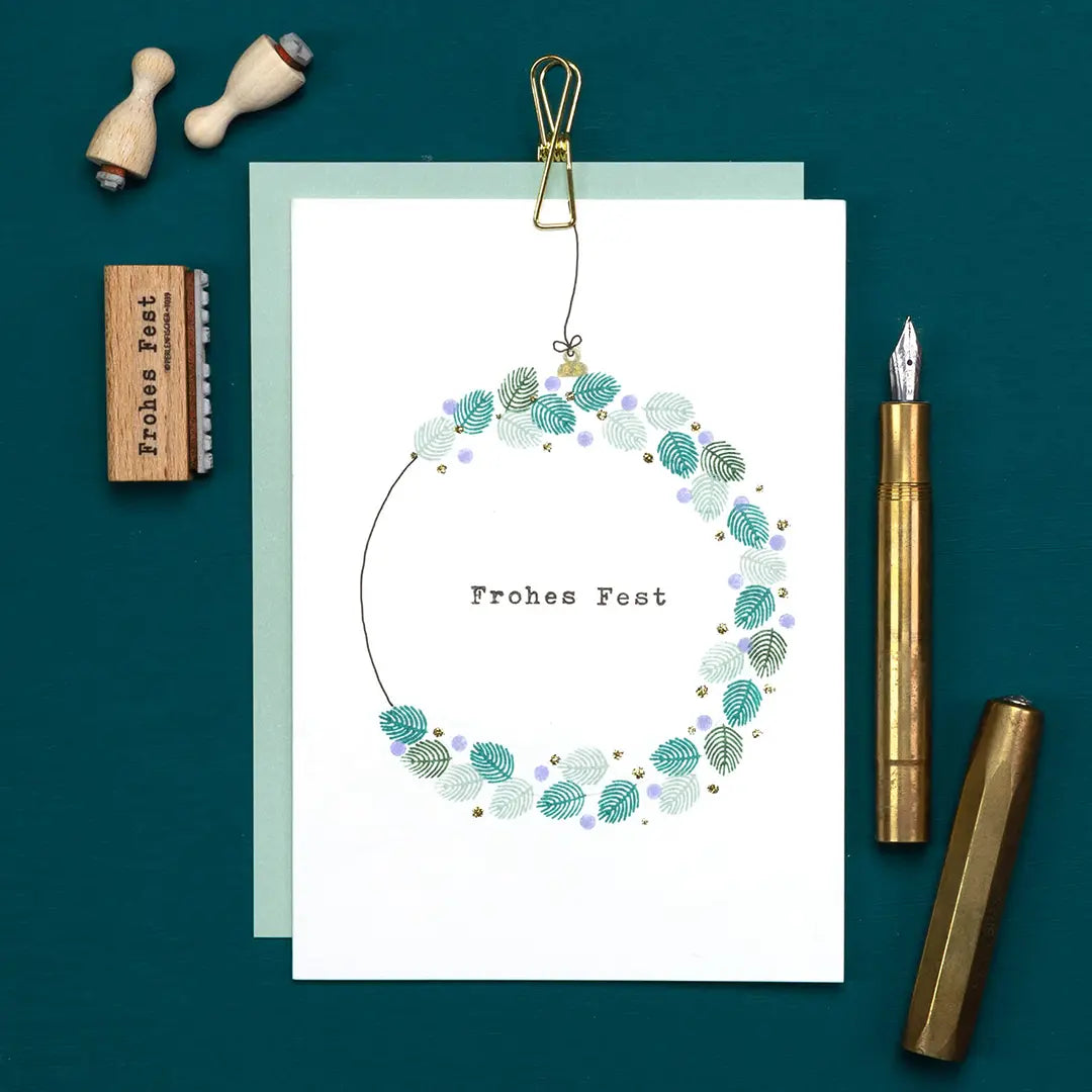 stempel weihnachten stempel frohes fest kranz stempeln weihnachsstempel weihnachtskarte gestalten