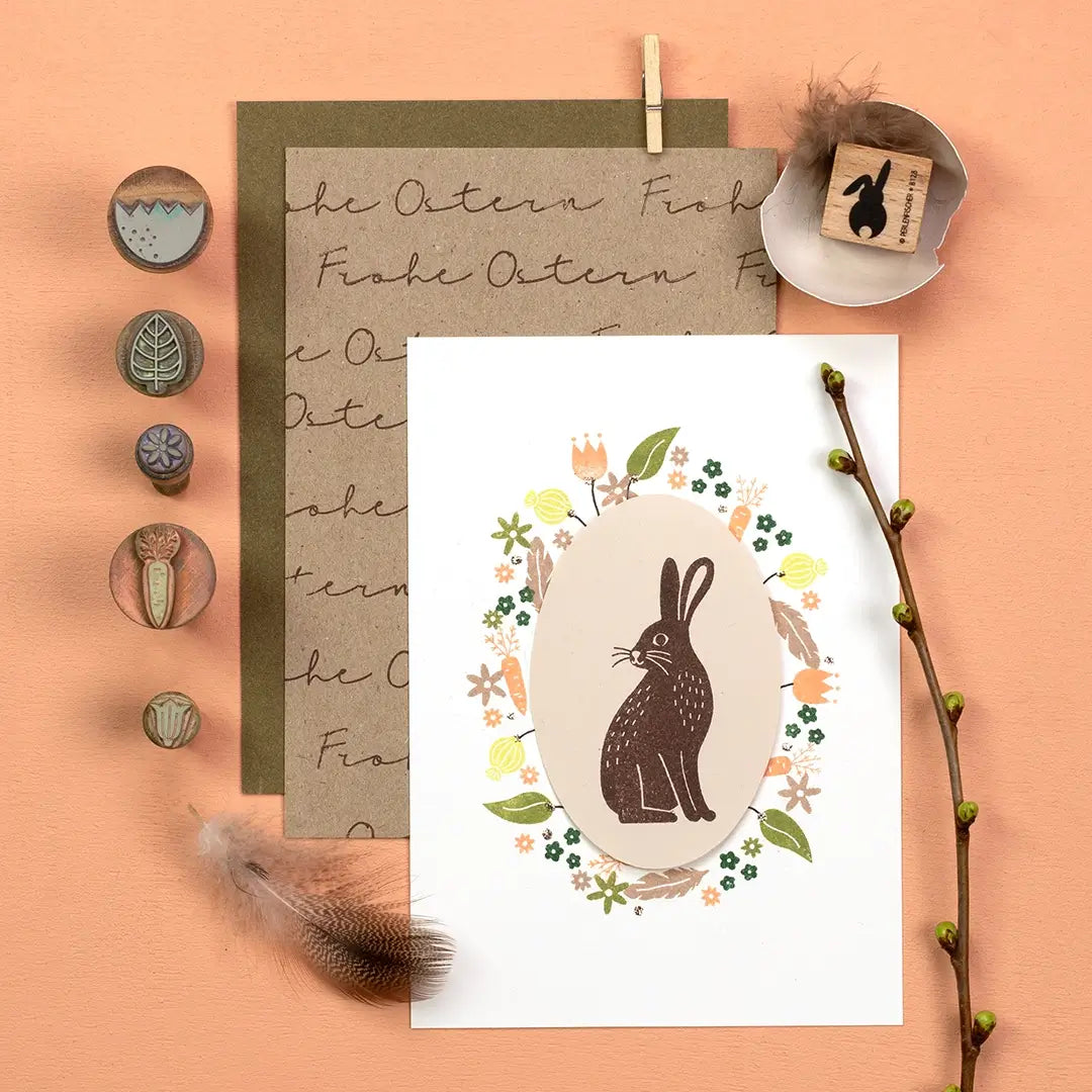 stempel ostern osterstempel kreative osterkarten osteranhänger stempel blumenkranz stempel osterhase stempel frohe ostern