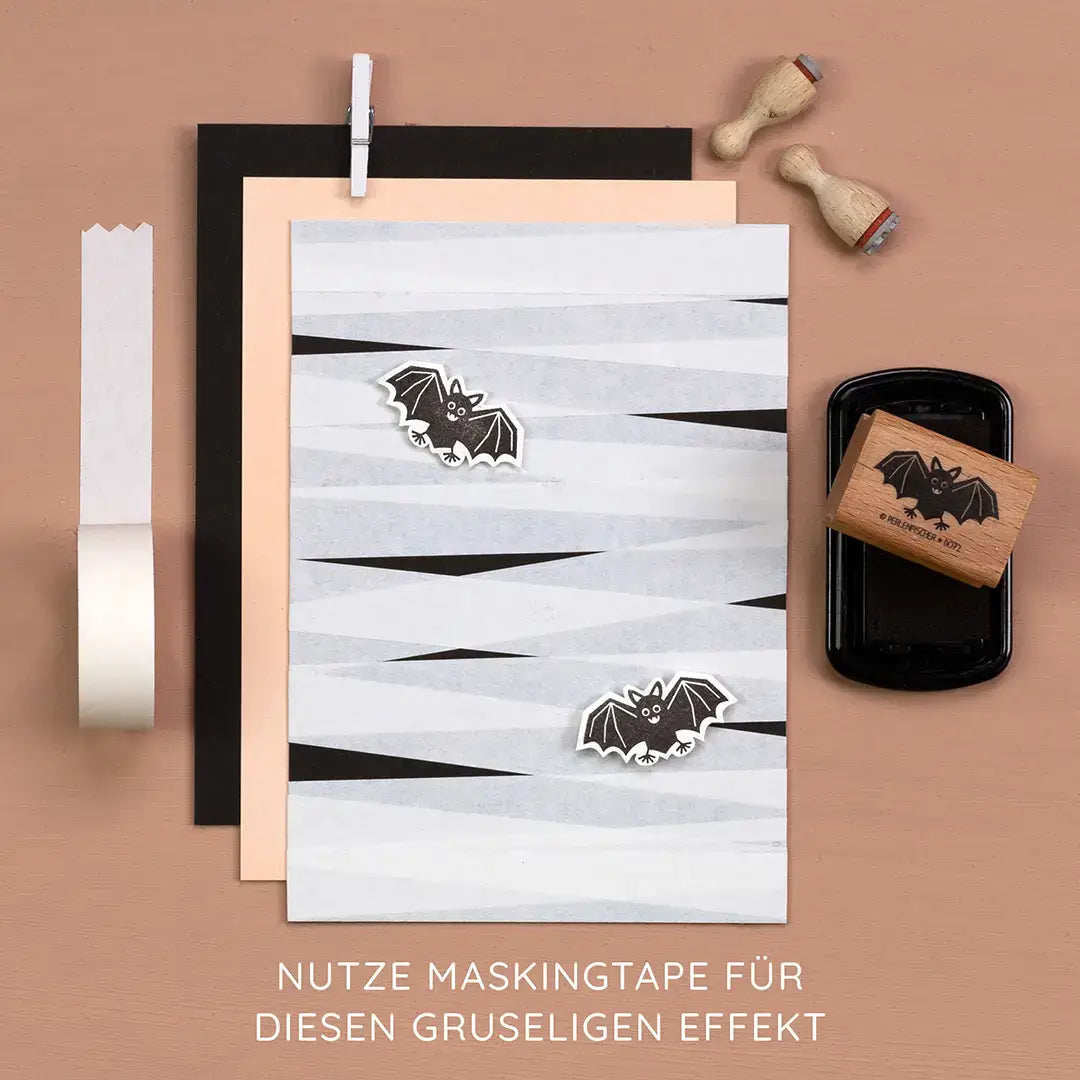 halloween stempel fledermaus einladungskarte halloween diy masking tape