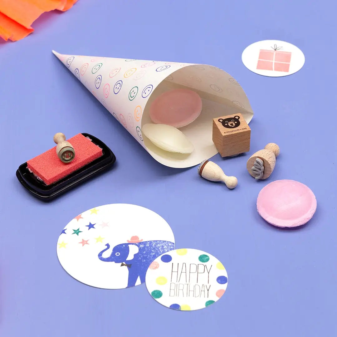 stempel kinder stempel kindergeburtstag diy süßigkeitentüte kindergeburtstag stempel tiere stempel stern stempel elefant stempel happy birthday stempel geschenk