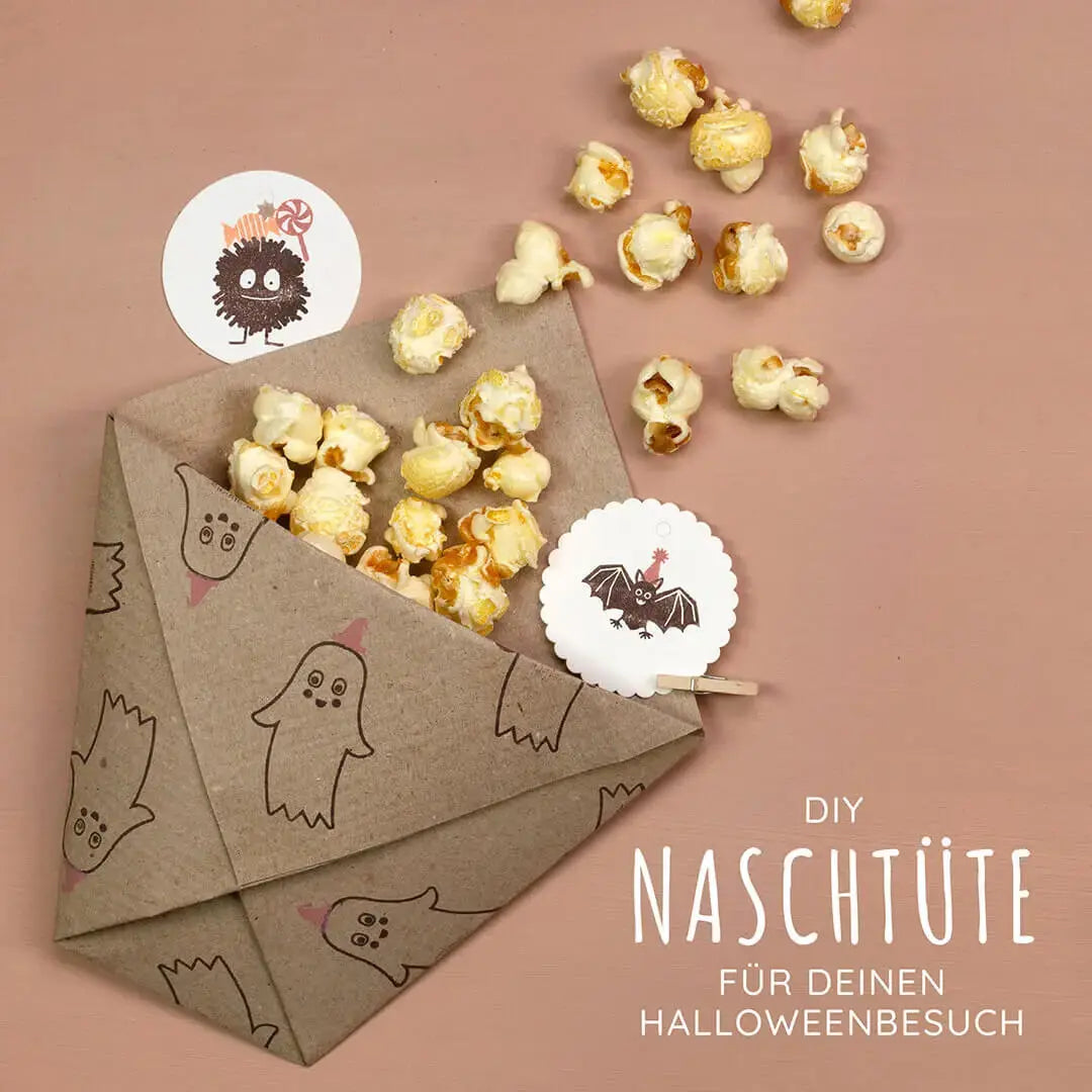 halloween stempel monster stempel fledermaus halloween süßigkeiten tüte diy halloween naschtüte stempel bonbon