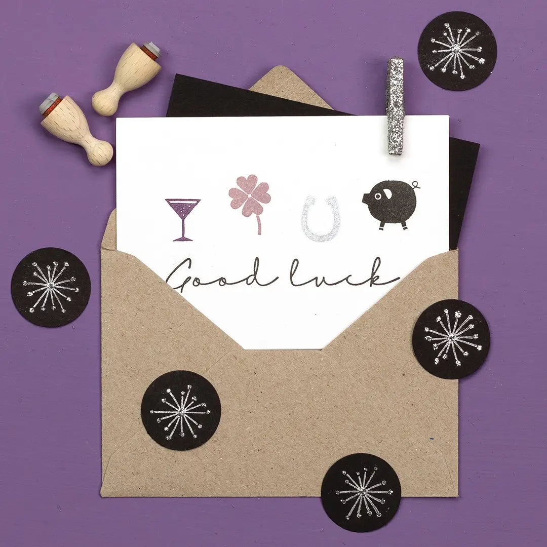 stempel silvester silvestergrüße stempel kleeblatt stempel hufeisen stempel glücksschwein stempel good luck