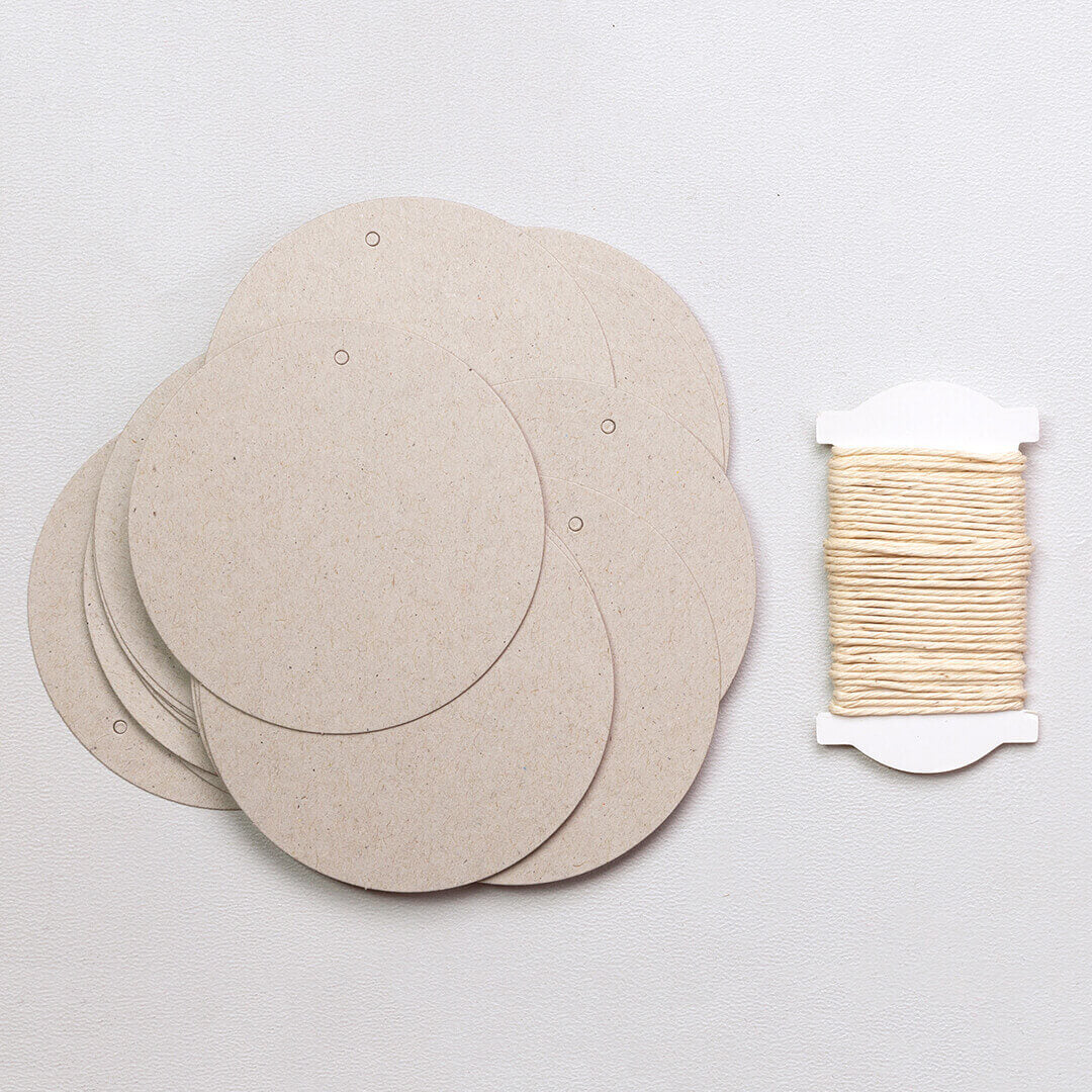 12 Papertags | Cardboard grey with ribbon