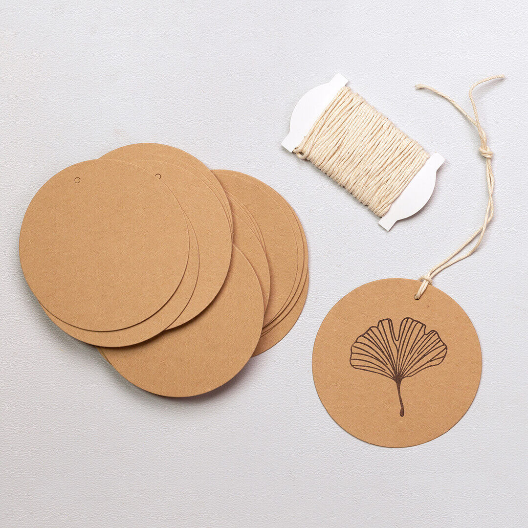 24 Papertags | Cardboard brown with ribbon