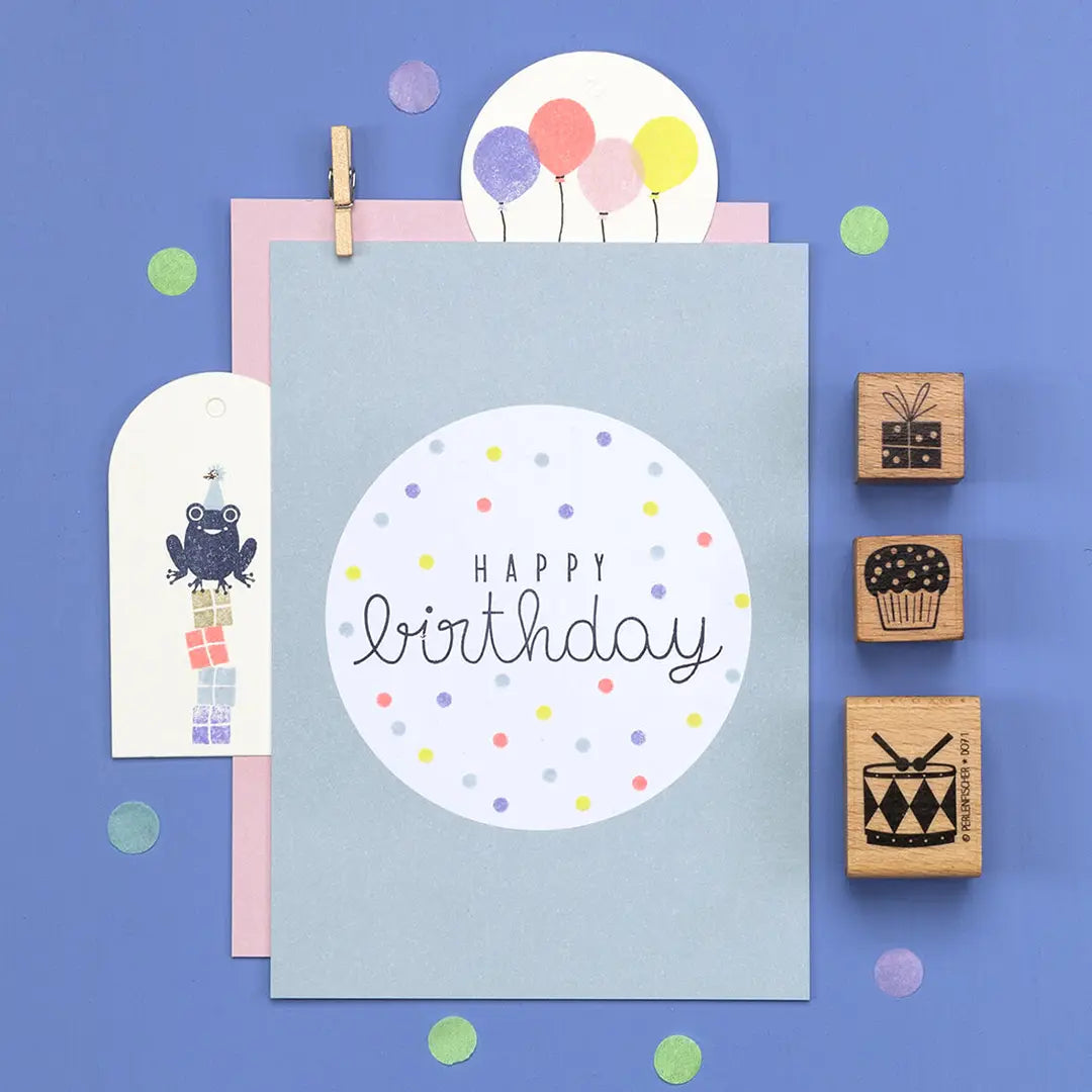 Stempel Kinder Stempel zum Kindergeburtstag Stempel Muffin Stempel Happy Birthday Stempel Luftballon Stempel Geschenke Stempel Konfetti Punkte 