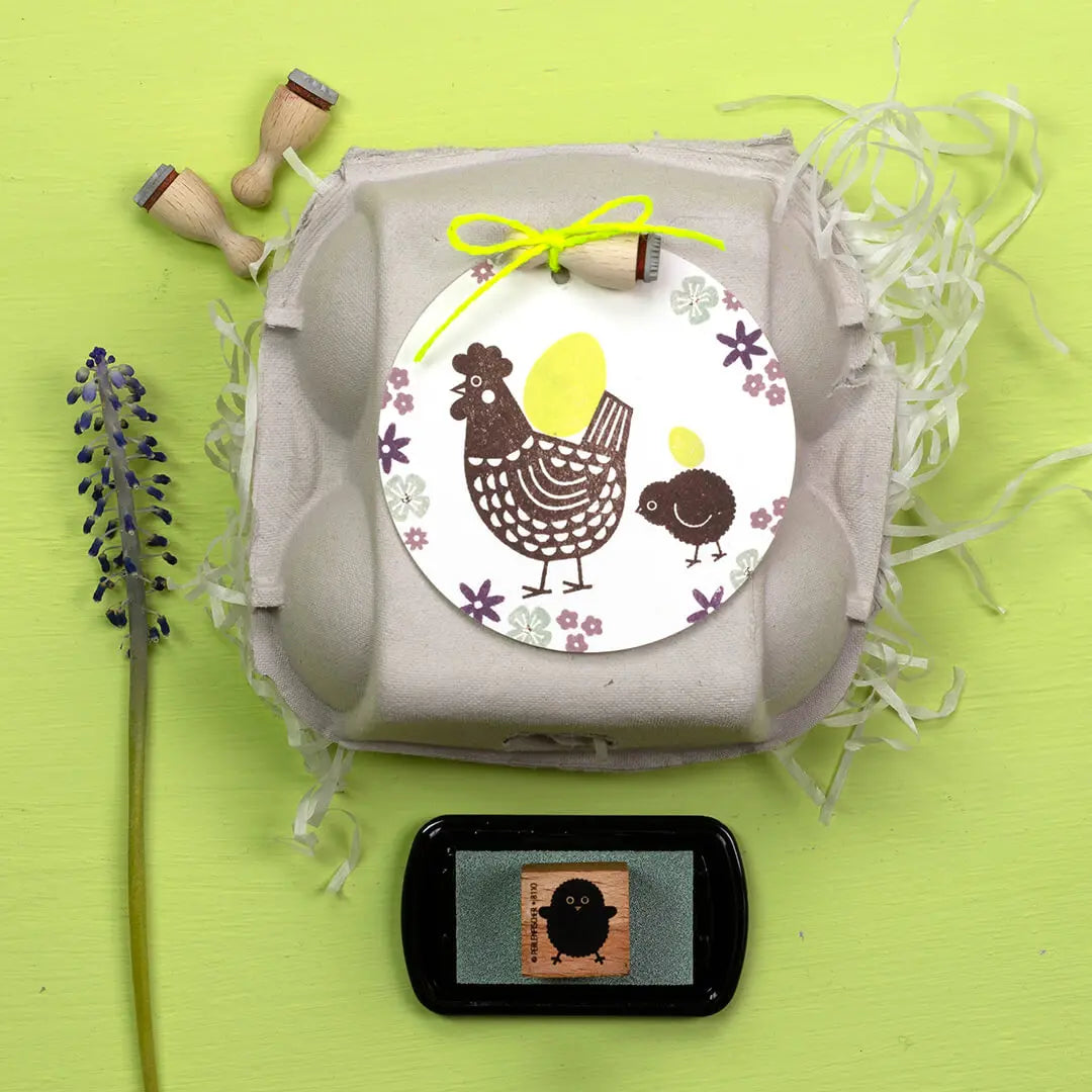 stempel ostern osterstempel eierkarton diy ostern osterkörbchen basteln osteranhänger stempel huhn stempel ei