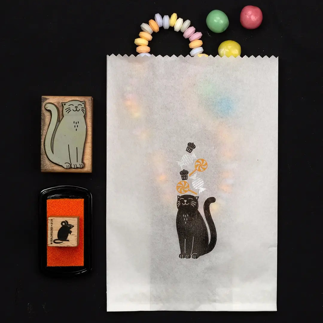 halloween stempel katze stempel bonbon halloween süßigkeiten tüte bestempeln kinder stempel