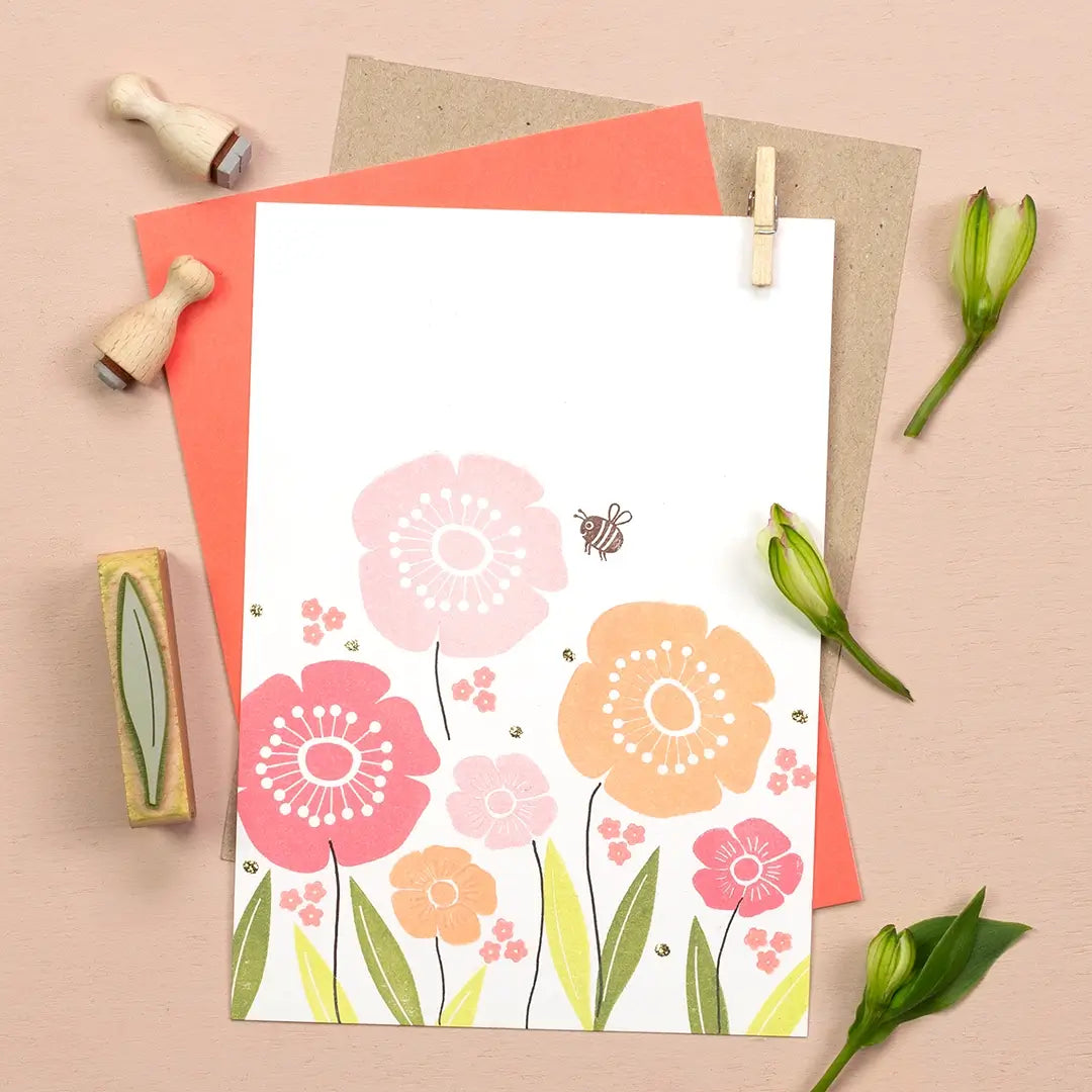 stempel blumen blumenstempel blüten stempel blumenwiese grusskarte stempeln