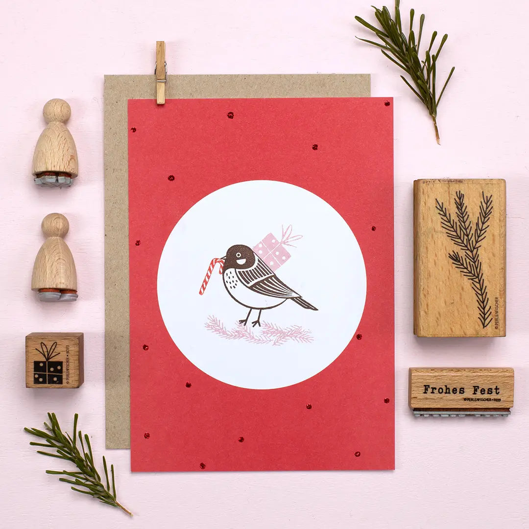 blanko karte bestempeln dot postkarte rot weihnachtskarten stempeln