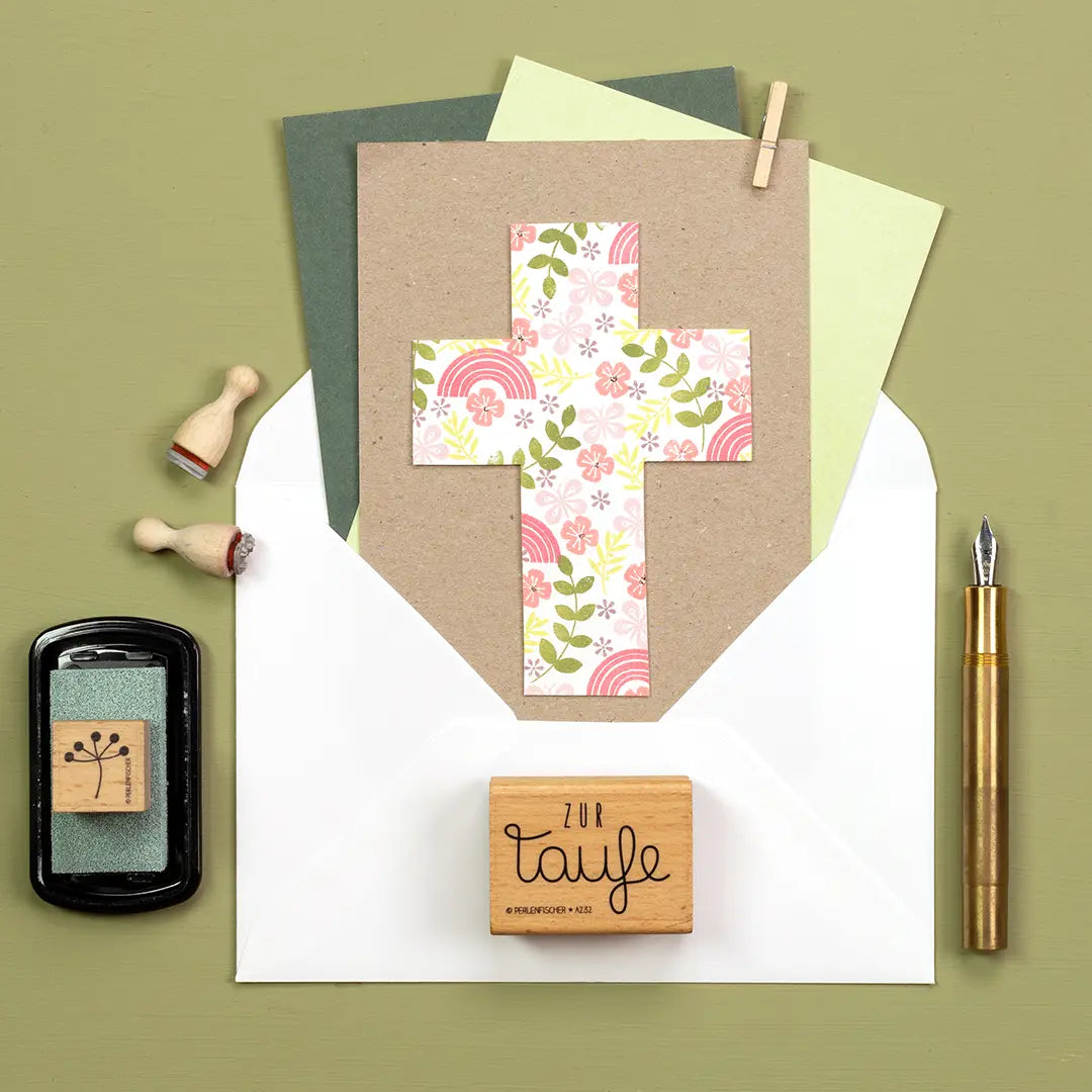 Stempel Kinder Stempel zur Taufe Stempel Blumen Stempel regenbogen stempel kreuz taufkarte stempeln stempel zweig