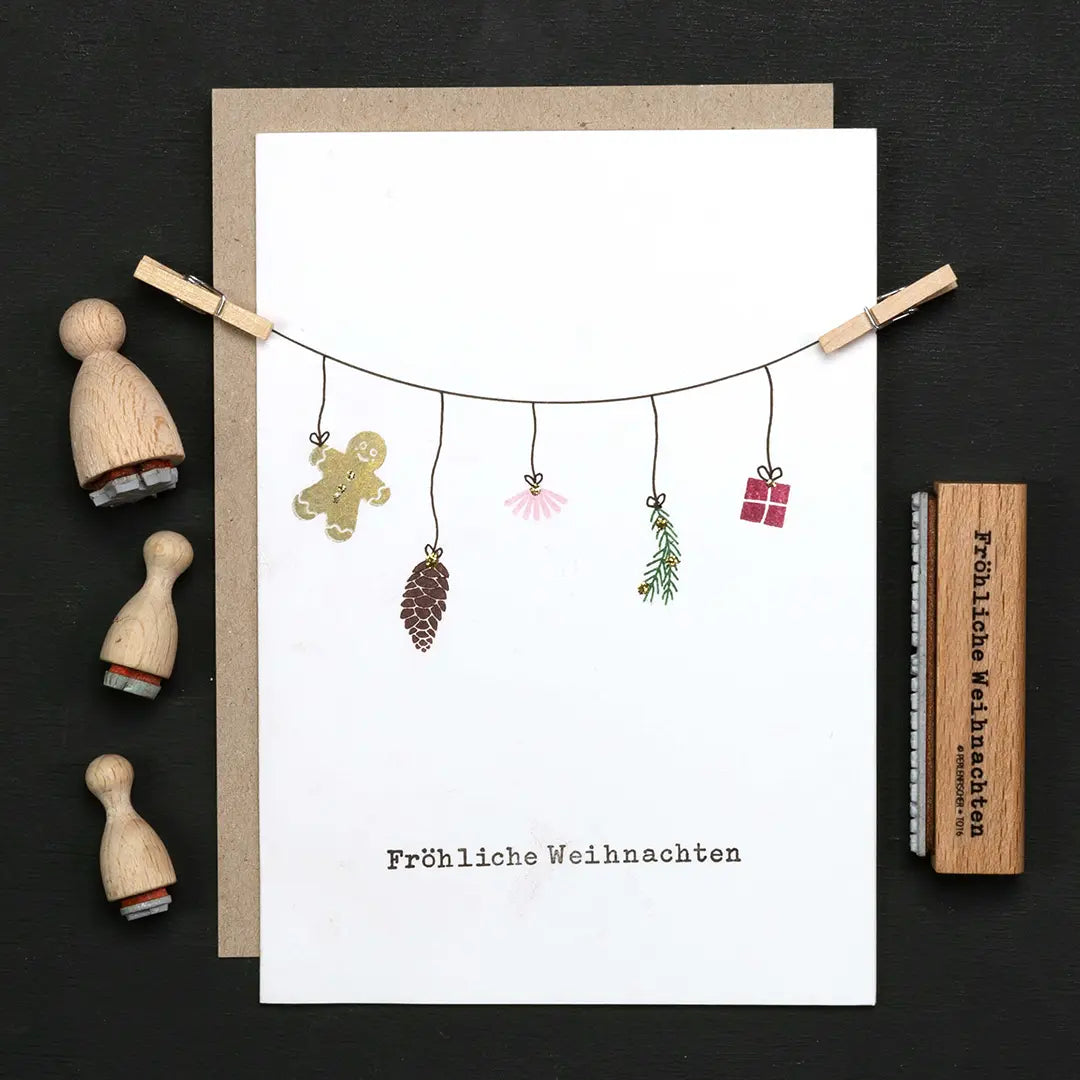 Stempel Fröhliche Weihnachten stempel Tannenzweig stempel Geschenk stempel Lebkuchenmann stempel tannenzweig stempel geschenk