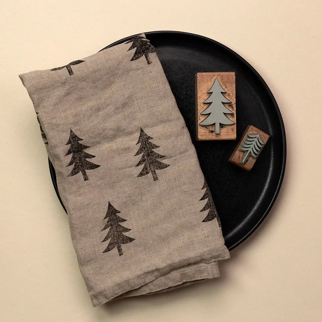 Stempel Herbst & Wald Stoffstempelfarbe Bäume Stempel Tannenbaum Serviette herblich bestempeln