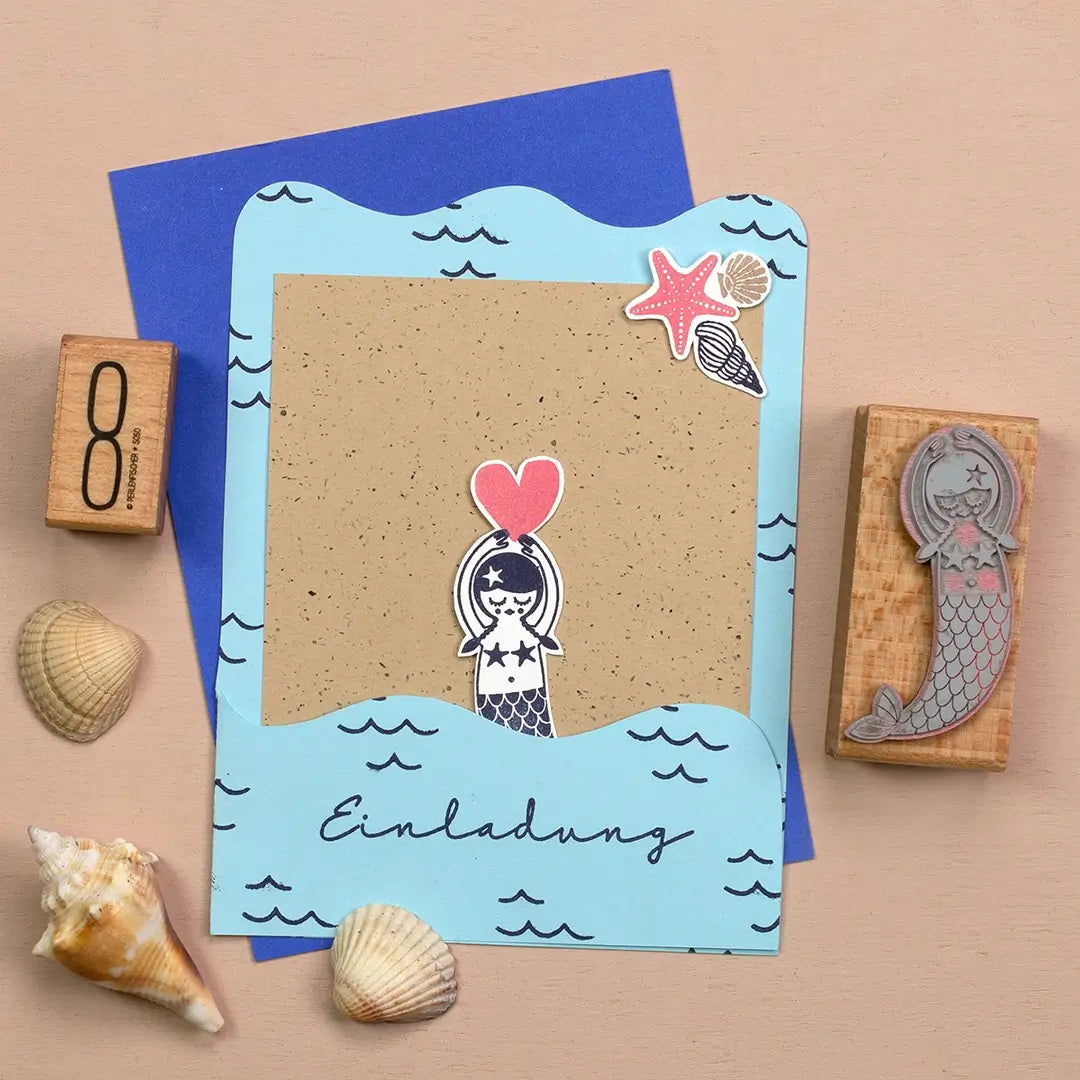 stempel kinder stempel mädchen einladungskarte kindergeburtstag stempel meerjungfrau zahlenstempel maritime stempel