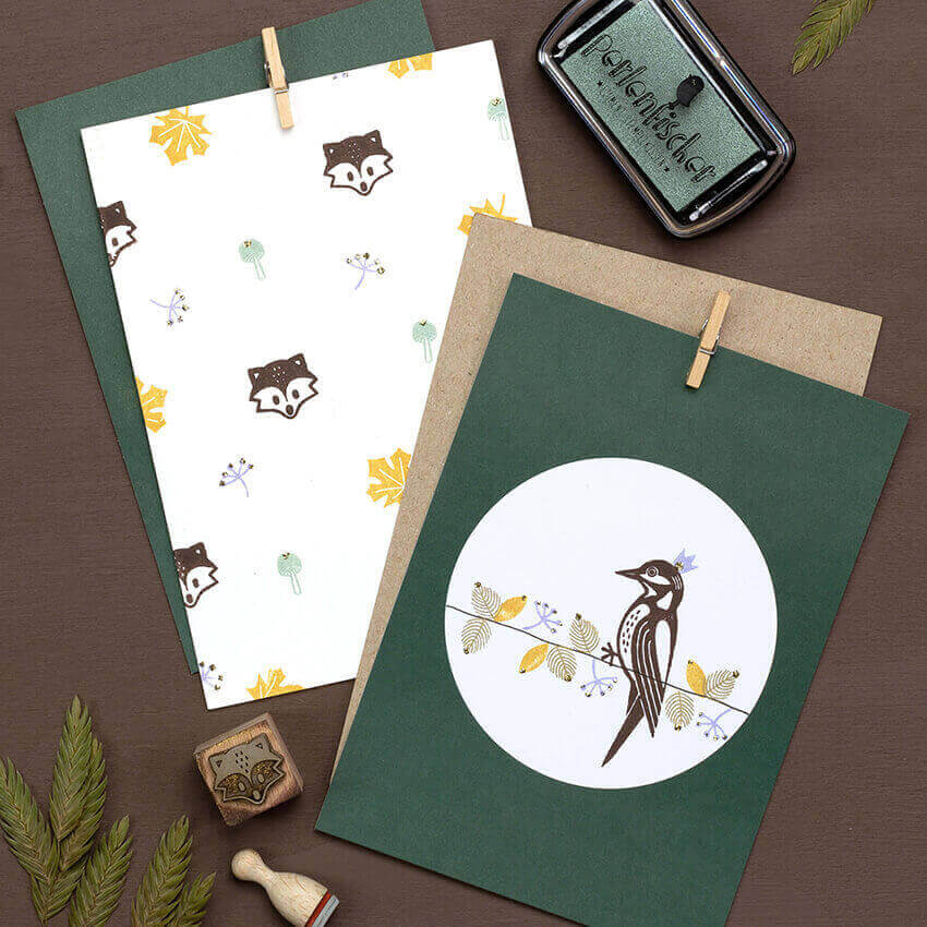 5 Postcards | Dot dark green