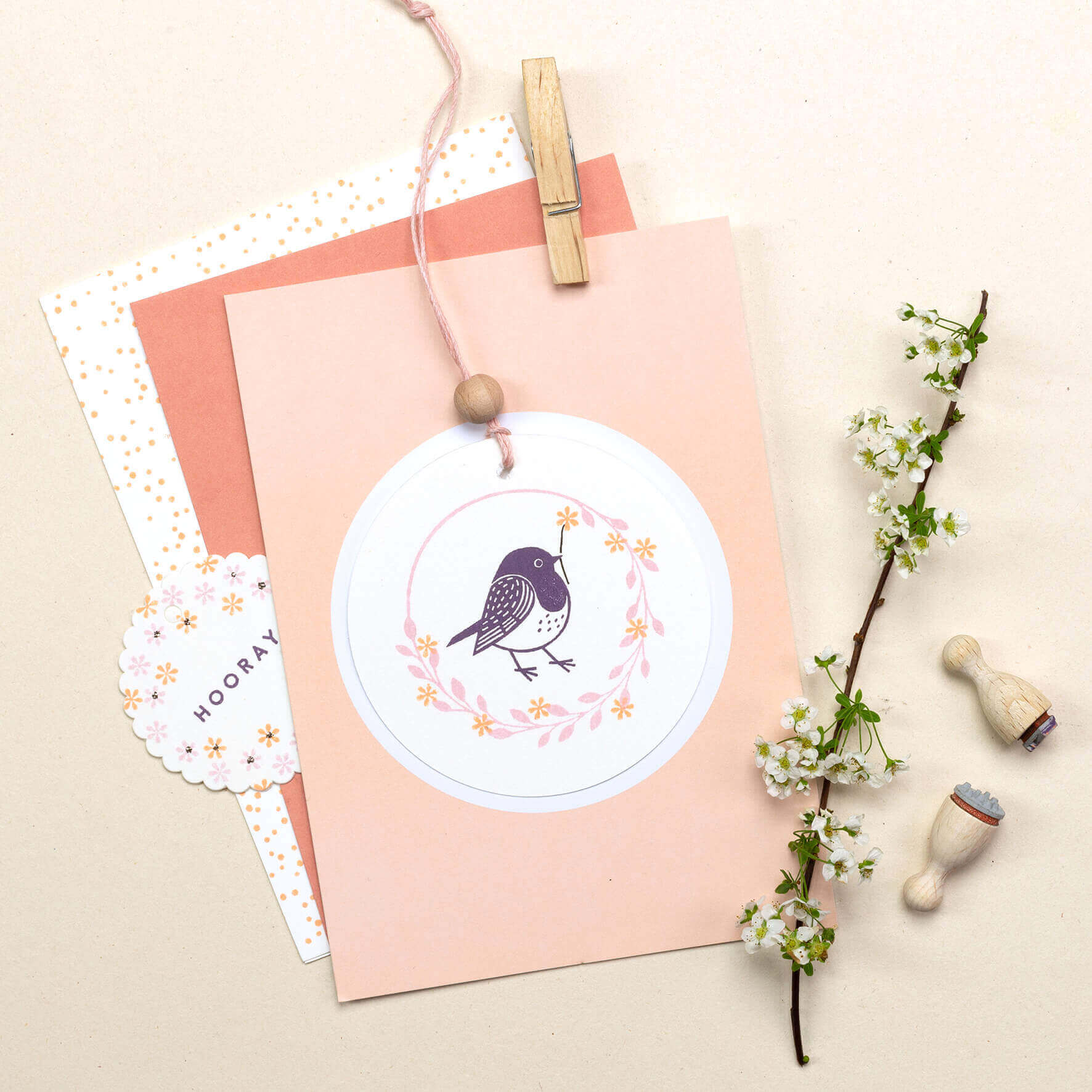 5 Postcards | Dot Soft apricot