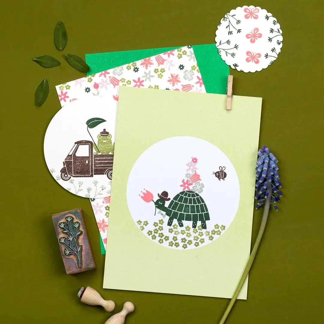 5 Postkarten | Dot Soft Maigrün