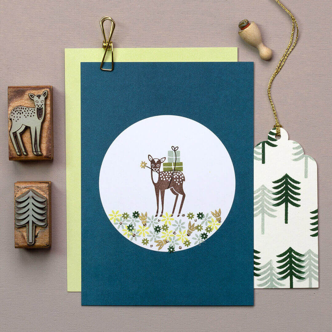 5 Postcards | Dot petrol blue