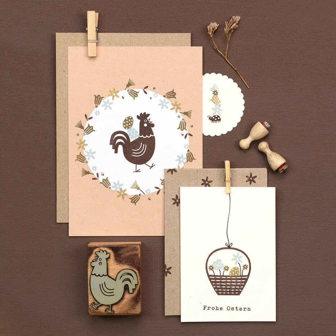 stempel ostern osterstempel osterpostkarten stempel osterkörbchen stempel huhn stempel osterkranz stempel ostereier stempel frohe ostern