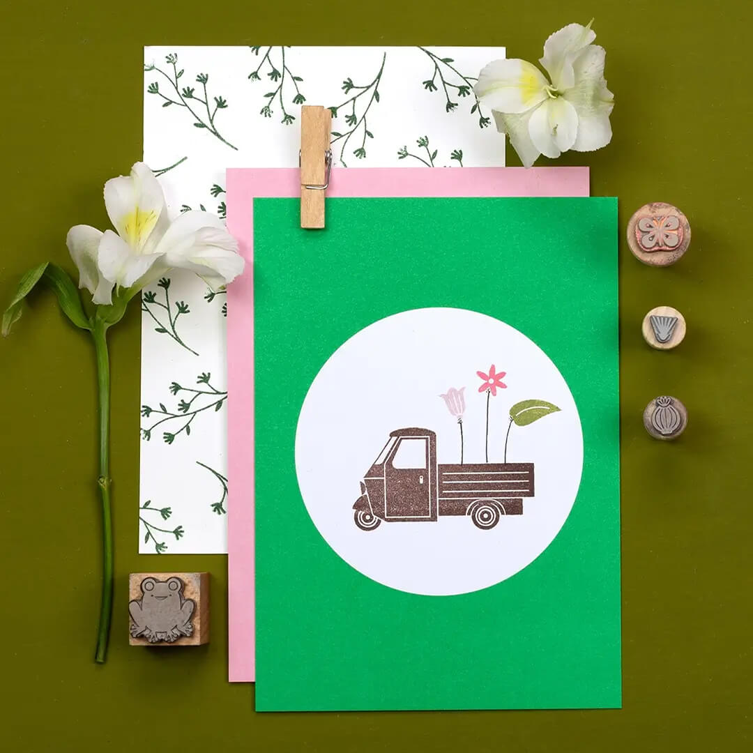 5 Postcards | Dot Grass green