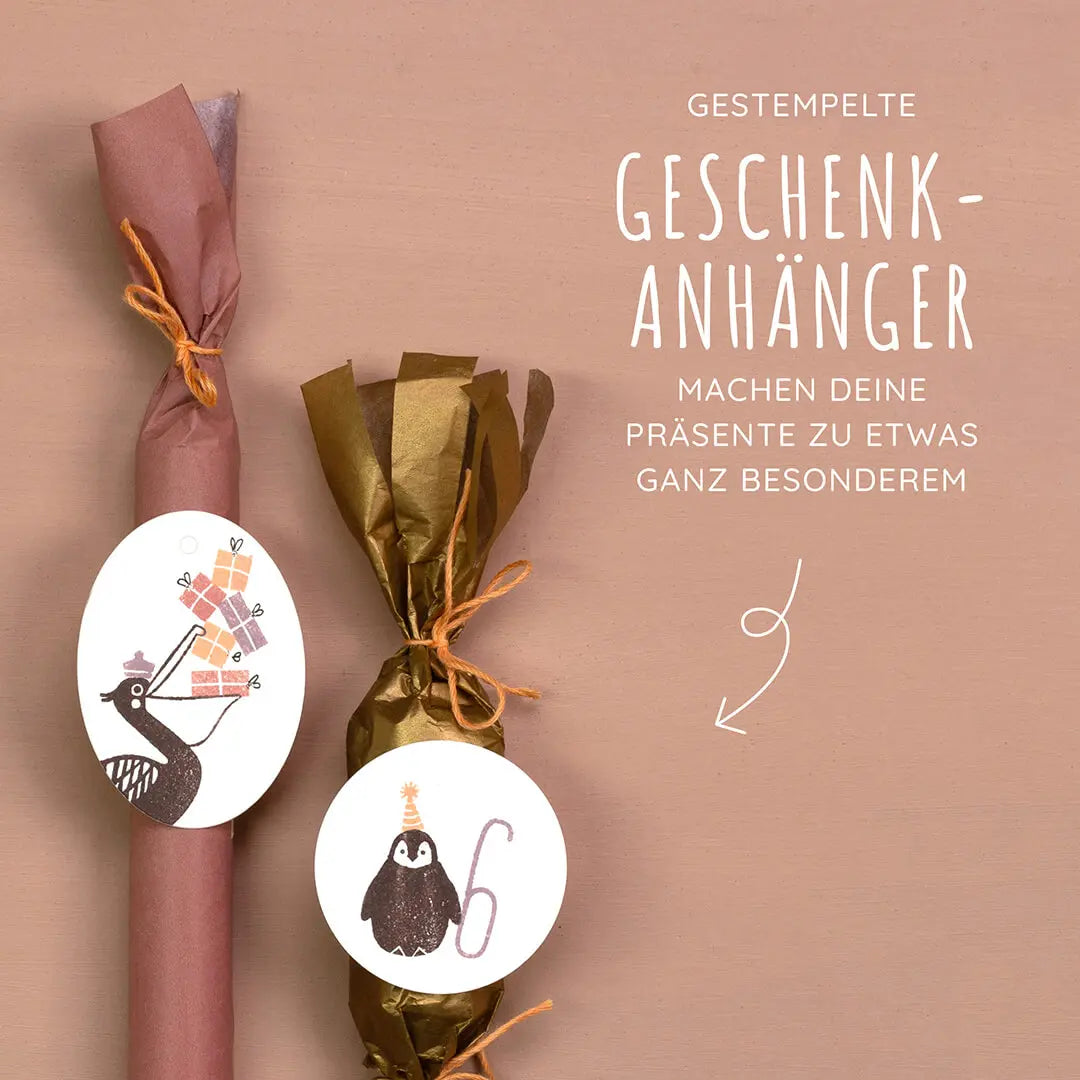 stempelfarbe papieranhänger bestempeln geschenkanhänger