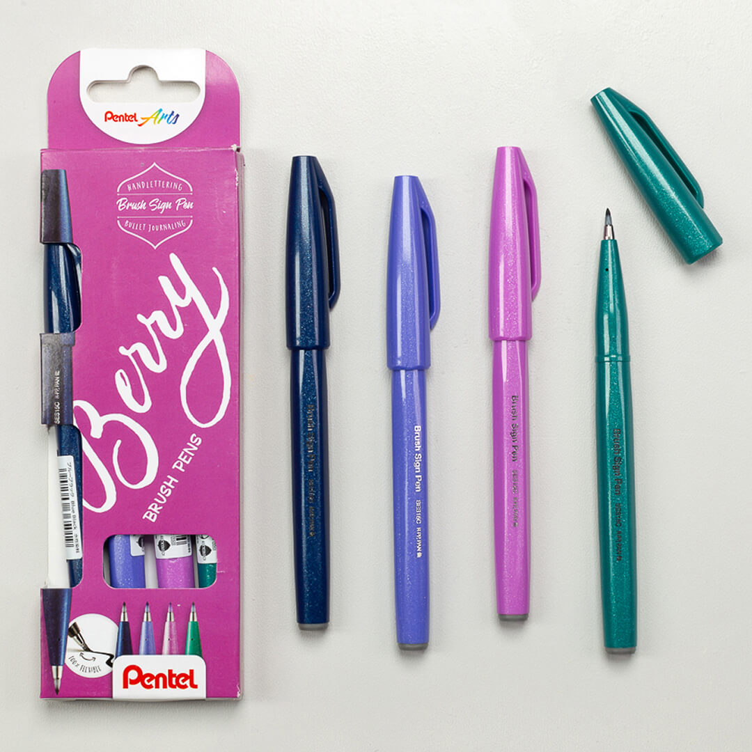 Pentel Brush Sign Pens | Berry (4er Set)