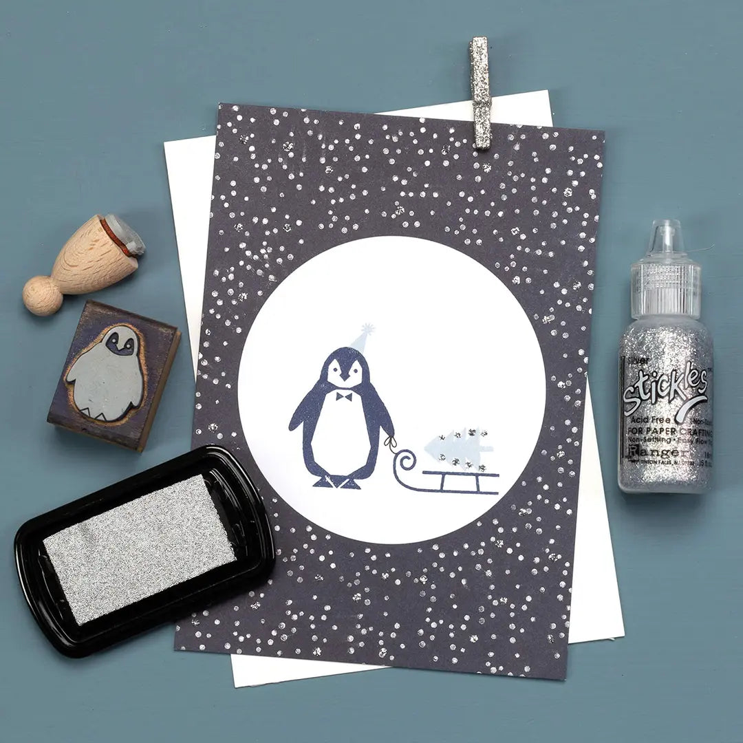 stempel weihnachten stempel schlitten stempel pinguin stempel tannenbaum stempel weihnachtsbaum weihnachtskarte stempeln
