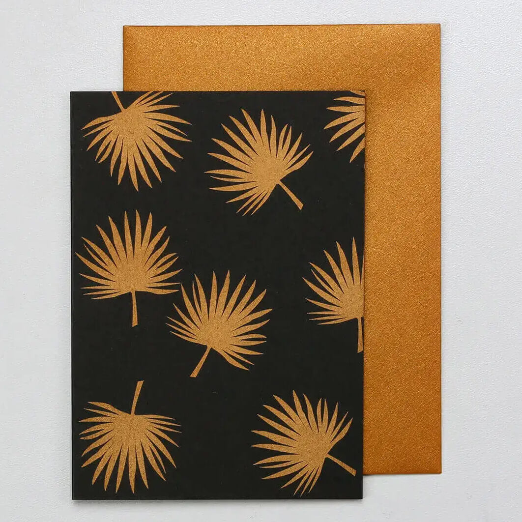 Karte Black & Gold - Palmenblatt