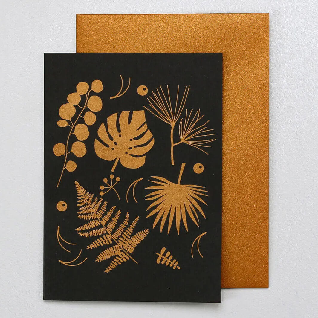 Karte Black & Gold - Blättersammlung