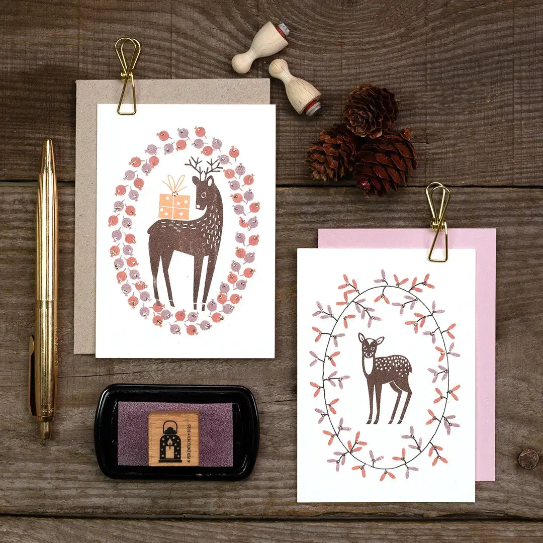 stempel weihnachten stempel reh stempel rehkitz stempel beeren kranz stempeln stempel geschenk