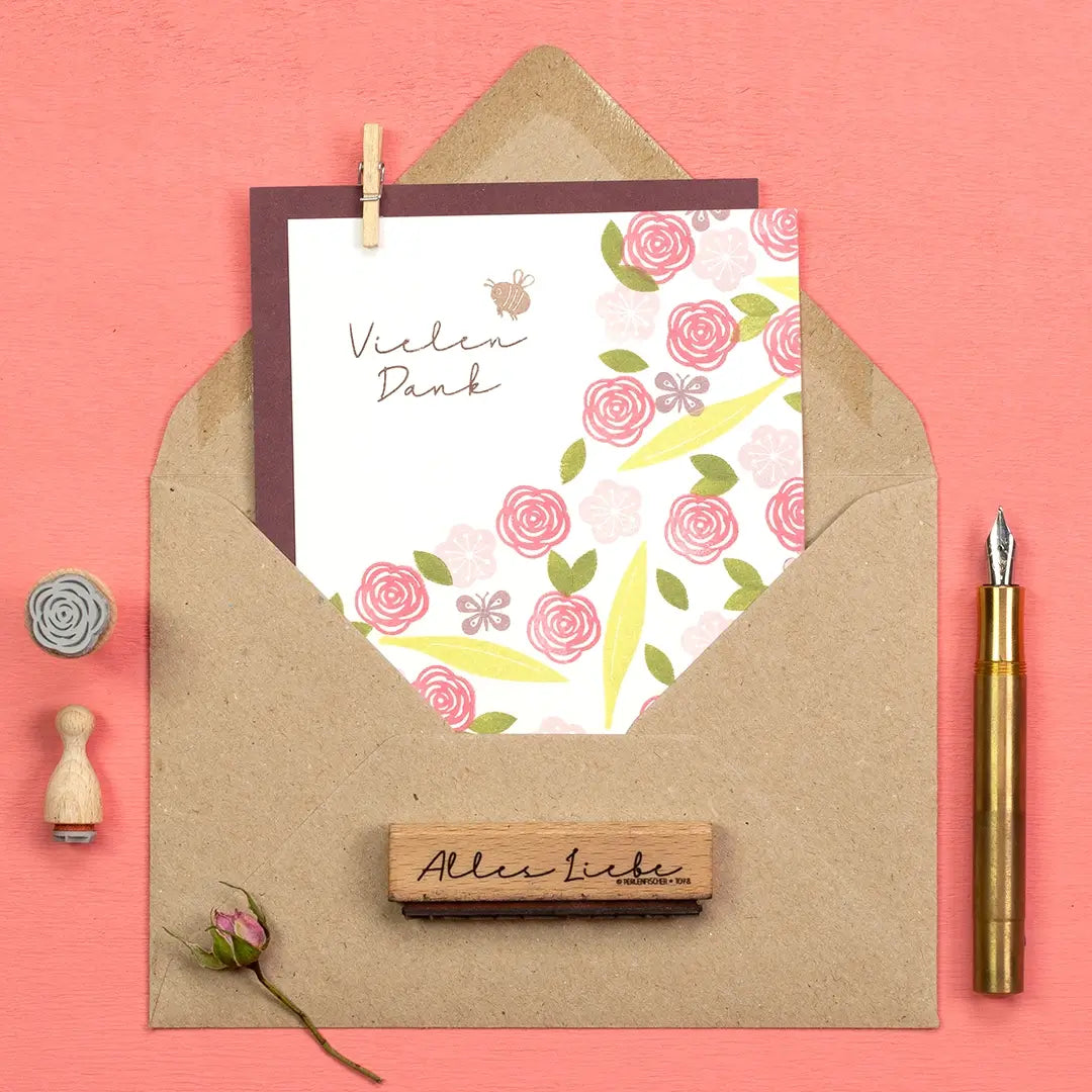 blumen stempel rosen stempel alles liebe stempel vielen dank stempel blätter